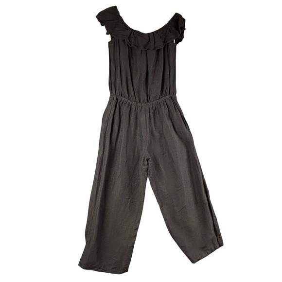 Tommy Bahama Black Ruffled Off-Shoulder Linen Blend Jumpsuit Sz L *see below - Picture 4 of 13